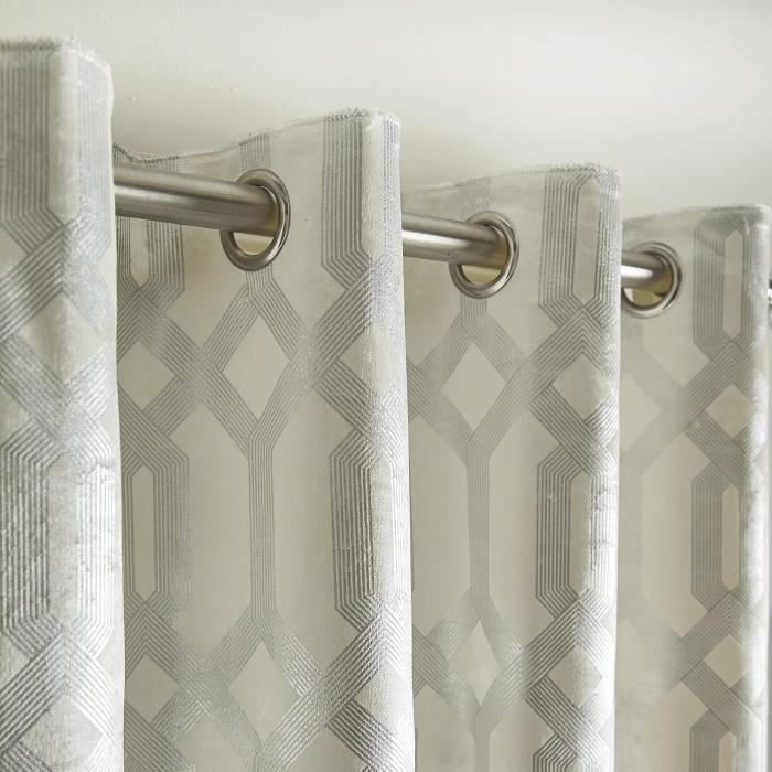 Paire De Rideaux à Bulles Effet Lin - Semi-Transparent, Passant 5 Cm - Dimensions 60x240 Cm - Blanc - Pour Salle De Bain, Cuisine
