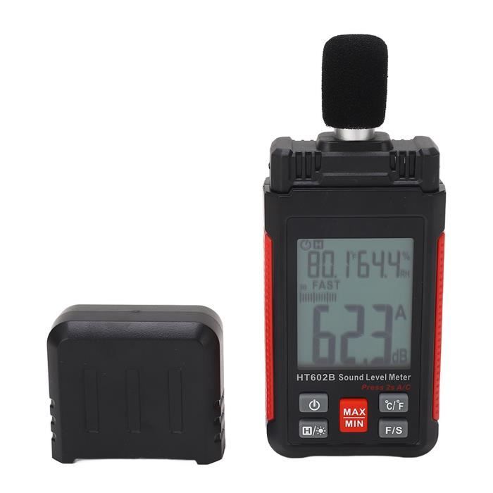 Sonomètre, décibels numérique portable 30 dB à 130 dB Testeur de bruit avec écran LCD rétro-éclairage avec alimentation USB pour la maison, voisin bruyant, usine
