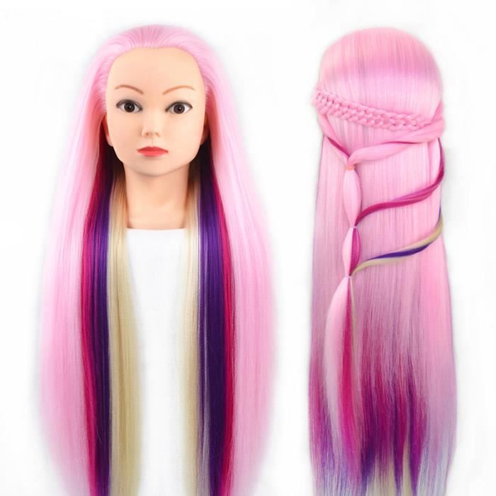 Tête à Coiffer Mannequin Neverland Professionnelle - 28 Pouces, 80% Cheveux, Brune, Neuve