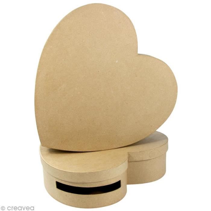 Lot de 2 urnes coeur 9 x 36 et 10 x 36 cm à décorer Supports à décorer Décopatch : - Objet : Lot de 2 urnes gigogne coeur -
