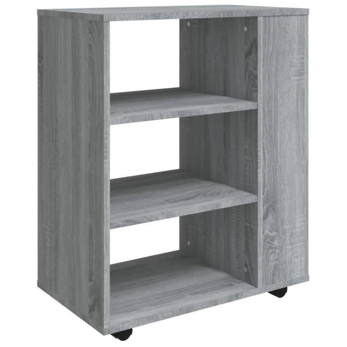 Armoire Roulante Sonoma Gris – 60x53x72 Cm – En Bois D'ingénierie, Rangement Mobile