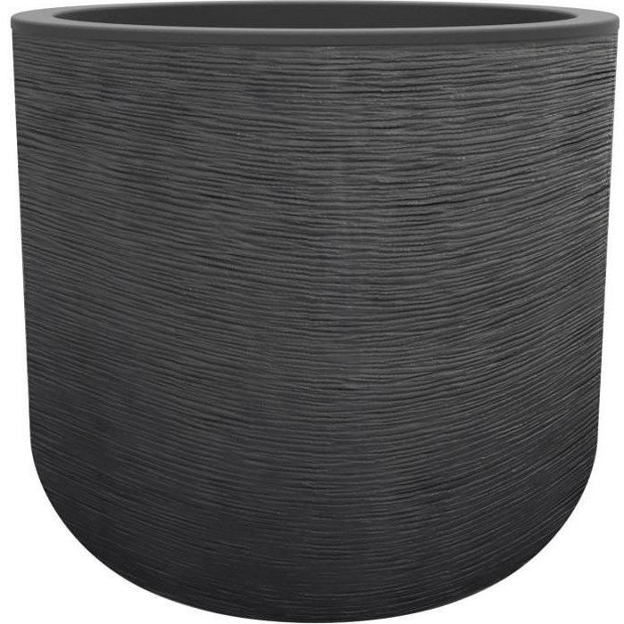 Pot de fleurs Rond 50 cm - EDA - Graphit Up - 67 L - Intérieur/ Extérieur - Décor Graphique - Ø 485 x H. 462 cm- Gris anthracite