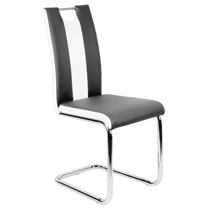 ERROLVES®Chaise Salle à Manger Chaise pied luge Simili Cuir Lot de 2 Chaises 39.5 x 49 x 98.5 cm Noir et blanc
