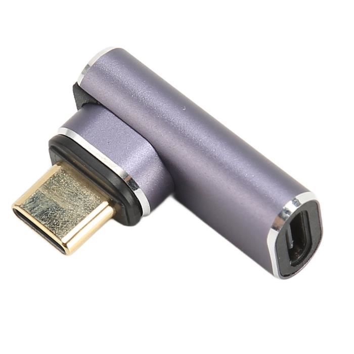 Adaptateur USB-C 180° - Charge Rapide PD 100W, Transfert 10 Gbps - Compatible Ordinateur Portable, Tablette, Téléphone