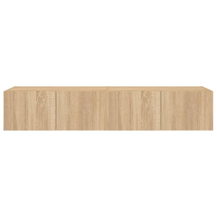Meuble TV mural - FYDUN - 2 pcs - Chêne sonoma - LED RGB - 80x35x31 cm