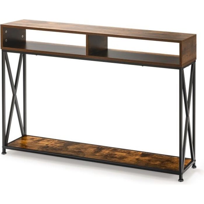 giantex table console de style industriel avec 3 compartiments de rangement, table d’entrée couloir/salon, cadre en fer, 20x23x79