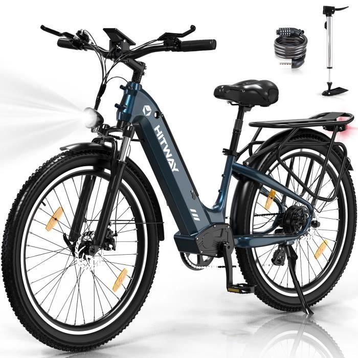 HITWAY 26X3.0 Vélo Électrique VAE 250W E-Bike Batterie Amovible 48V 18AH Shimano 7 Vitesse Bleu