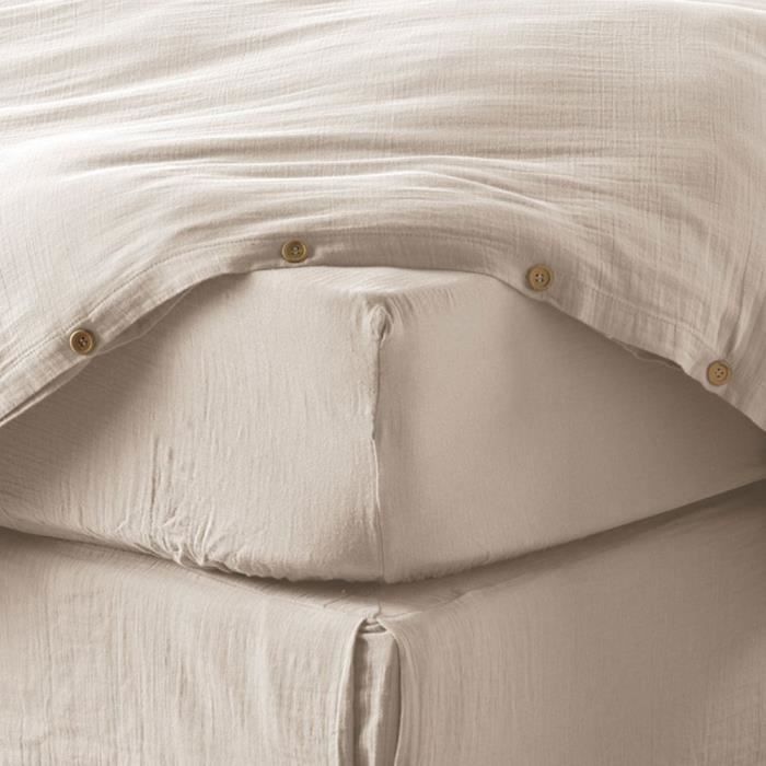 Drap Housse 160x200 Cm, Blanc, Coton 57 Fils, Hauteur 35 Cm - Oeko-Tex