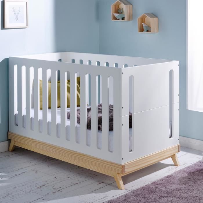 Lit Bebe Evolutif 70x140 Scandinave Blanc Achat Vente Lit Bebe 7642611000371 Cdiscount