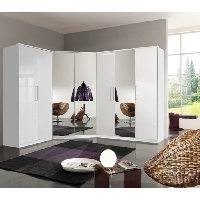 Ensemble armoires de rangement d'angle GABY laqué blanc 216 x 260 cm