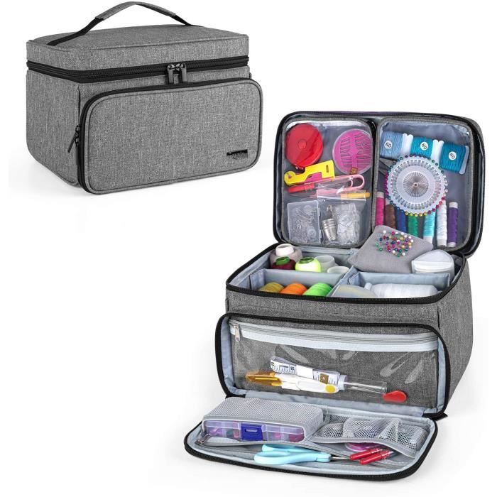 Set Et Kit De Couture - Limics24 - Sac Rangement Boite Accessoires 2 Poches Transparentes Détachables Materiel