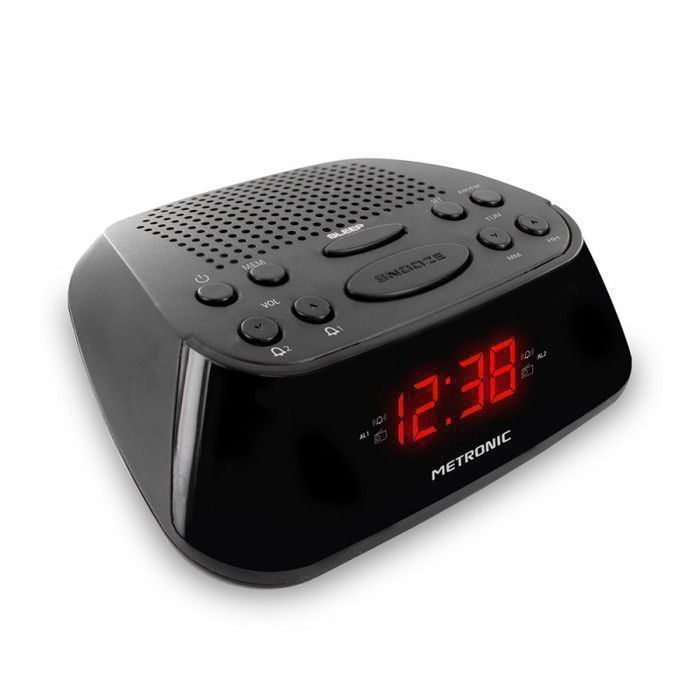 Radio-réveil Metronic A-580 – Fonction Aube, FM, Blanc, Ouvert Jamais Servi