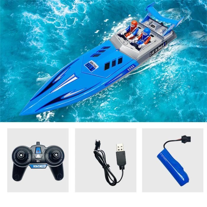 HONGXUNJIE Bateau RC Rapide 25/35 Km/h – 2,4 GHz, Batterie 3000 MAh, Pour Piscine, Lac Ou étang (redressement Auto)