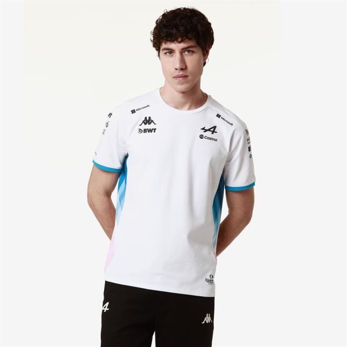 T-Shirt Adiry BWT Alpine F1 Team 2024 pour Homme - Blanc bleu rose
