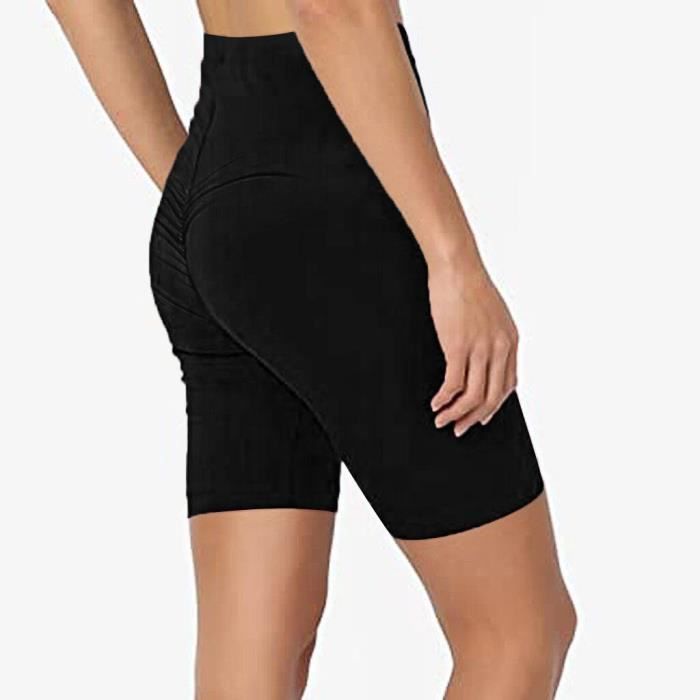 ACWOO Short Sport Femme Taille Haute – Legging Yoga, Course, Cyclisme | Poches Latérales, Tissu Respirant | Short Fitness Été Noir