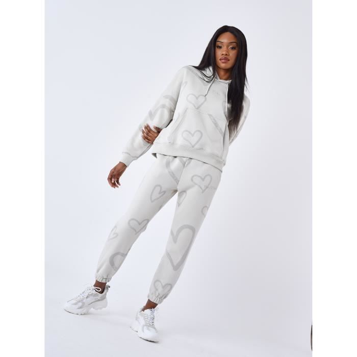 Bas de Jogging Femme PROJECT X PARIS C ur all over Beige Grege Fitness Indoor