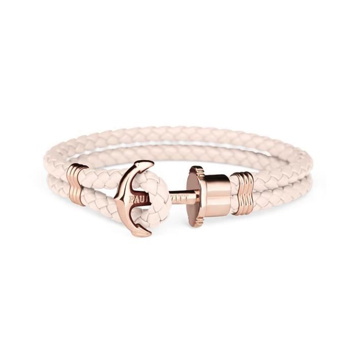 Paul Hewitt Bracelet double cuir rose p le ancre dor e rose