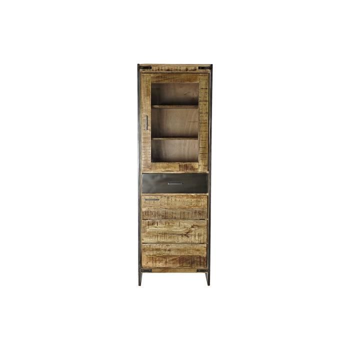 Armoire vitrine en bois avec 1 tiroir 2 portes et 3 étagères Largeur