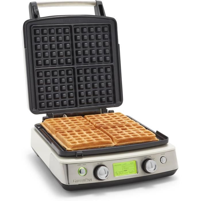 Mini Gaufrier Elite Gourmet - Compact, Plaques Antiadhésives Amovibles - Pour Gaufres, Sandwichs Grillés - Facile à Utiliser Et Nettoyer