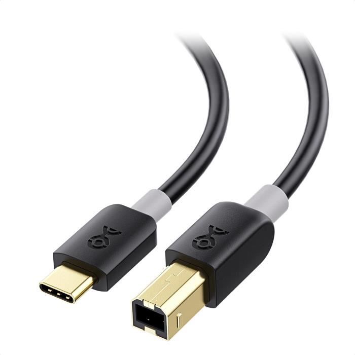 Thzzhnno Câble USB 3.0 Type-B Vers Type-C 2m - 5Gbps Pour Imprimante, Scanner, Disque Dur - Tressé Nylon
