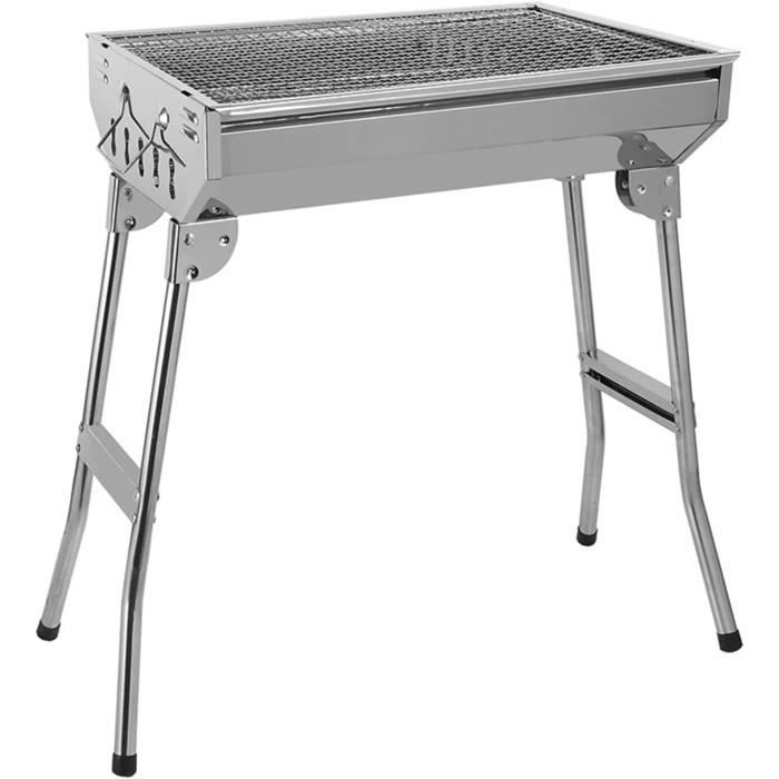 BARBECUE PLIANT AU Charbon De Bois En Acier Inoxydable, Pour Randonnée