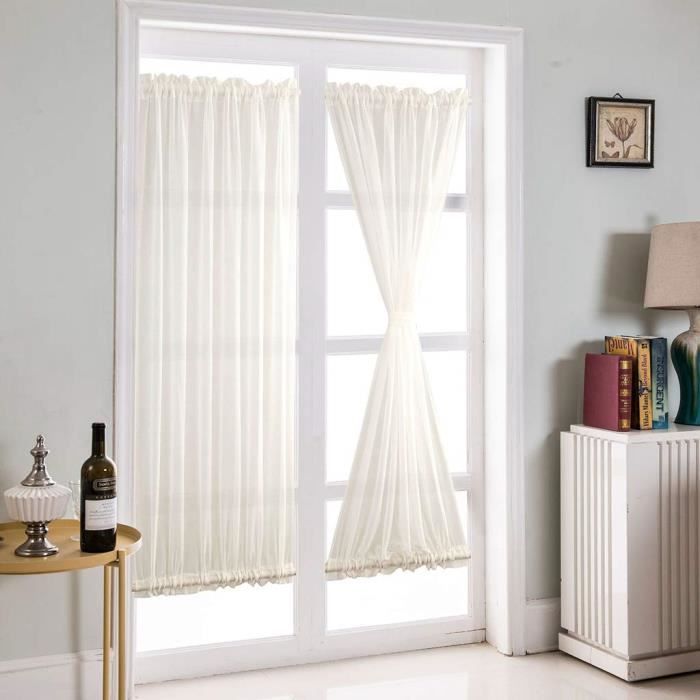 1 piece rideau voilage decoration pour cuisine salon porte patio chambre blanc 25 x72 7081 achat vente voilage cdiscount
