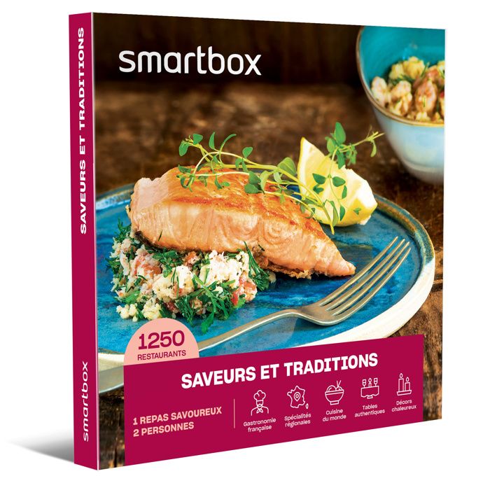 Smartbox - Saveurs et traditions - Coffret Cadeau - 1250 établissements de cuisine française et du monde