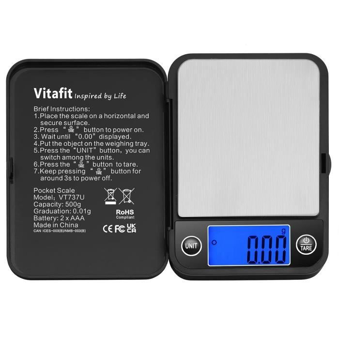 Balance de Precision 500g-0.01g, Balance de Poche Électronique avec ...