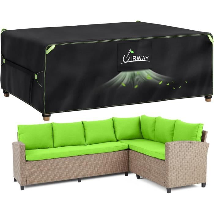 Housse Salon De Jardin Canapé 210D/420D/600D Oxford Tissu Housse De Protection Pour Mobilier Housse De Table De Jardin Imperméable Bâche De Protection Avec Corde Et Boucle Verrouillage (Couleur : Bei
