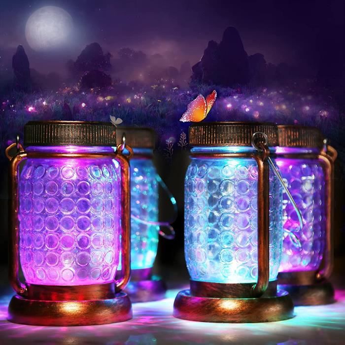 Lot De 4 Lanternes Solaires De Rechange - Pour Jardinières Et Déco Extérieur - Noir - Wouueso - 7