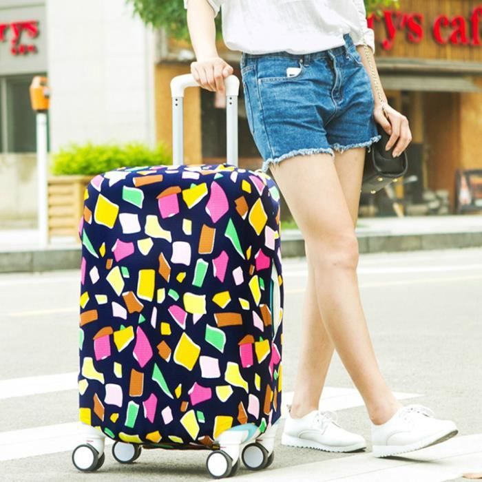 SURENHAP Housse de protection pour bagages Housse de valise anti-rayures et anti-poussière, élastique, imprimé bagagerie bagage