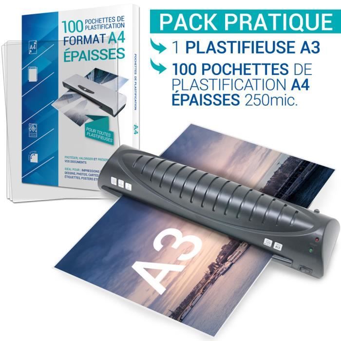 A5 Plastifieuse Pro A4 A7 à chaud et à froid jusquà 250 microns A6 