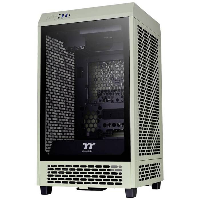 mini-tour Thermaltake The Tower 200 Boîtier PC vert clair 2 ventilateurs pré-installés fenêtre latérale filtre anti-p