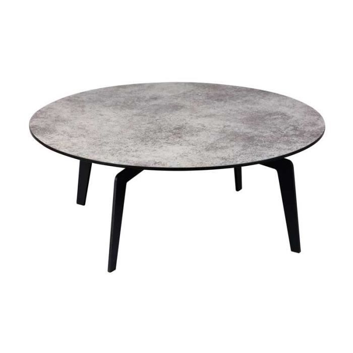 Table Basse Ronde Acier Ceramique Gris Yppa L 90 X L 90 X H 36