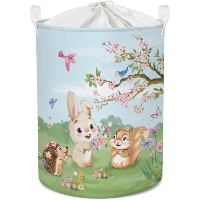 Corbeille à Linge 45L Animaux Hiver Neige Bleu Pliable Avec Couvercle - Clastyle