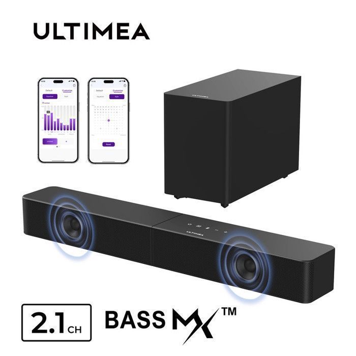 ULTIMEA Poseidon R3T Barre de son avec Caisson de basses sans fil pour TV ou PC avec BassMX et HDMI ARC Bluetooth® 6.0 240W