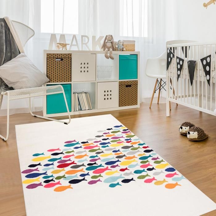 Tapis Moderne 80x150 Cm Fishes Multicolore Polypropylene Un Amour De Tapis Cdiscount Maison