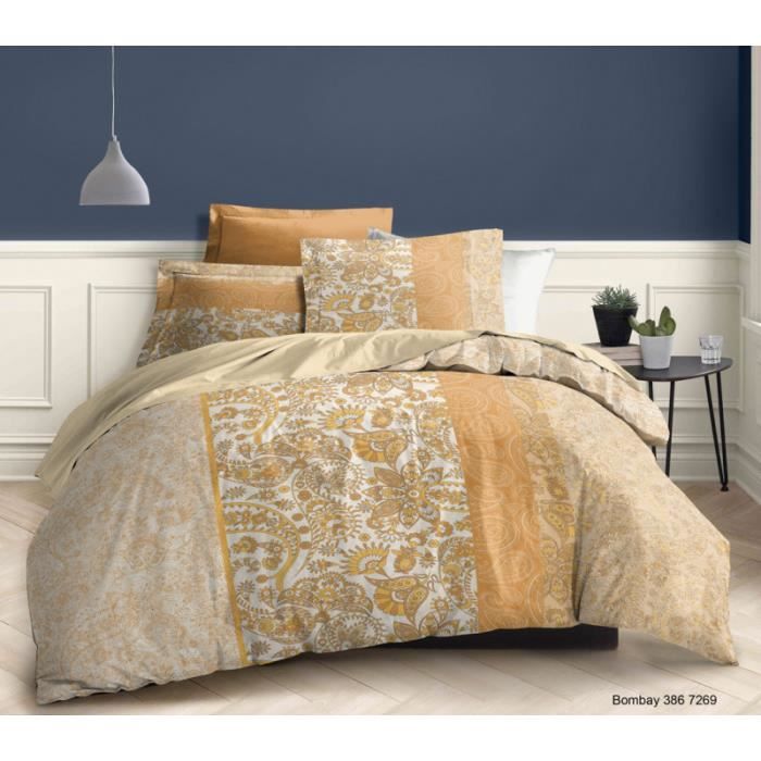 Ensemble De Literie 4 Pièces Housse De Couette + Taies - Coton, Imprimé Floral, Tailles Double/king, Réversible