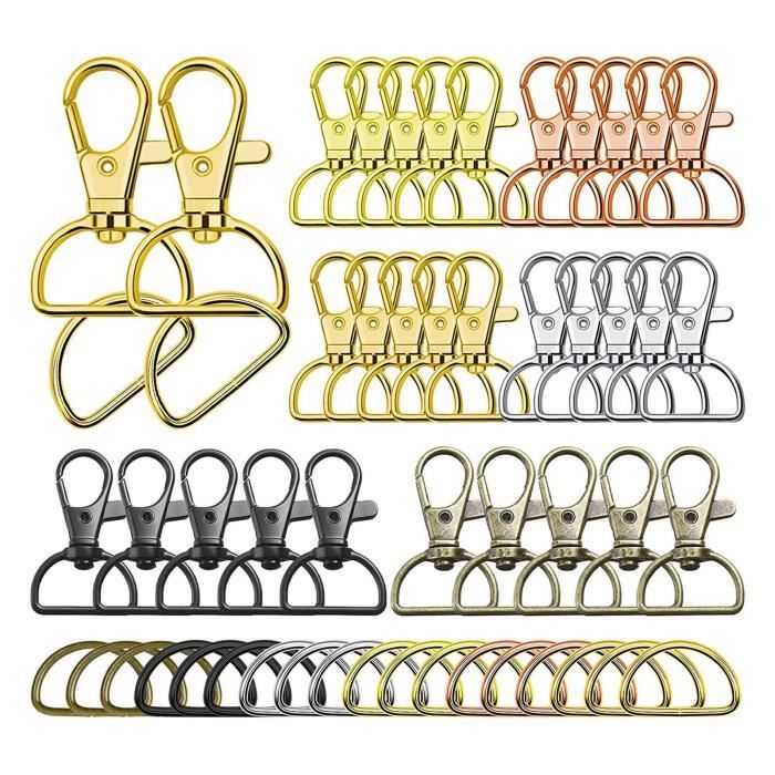 Lot De 4 Mousquetons Dorés Pivotants - Porte-clés Résistants Pour Sacs, Clés, Sacs à Dos Et Bricolage