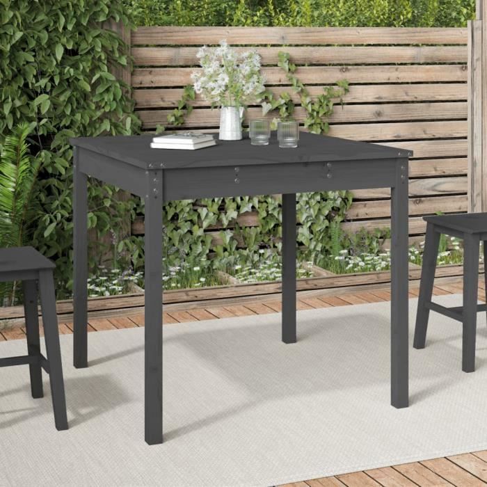 "promo"table extérieure lmt - table de jardin gris 82,5x82,5x76 cm bois massif de pin 11,85kg