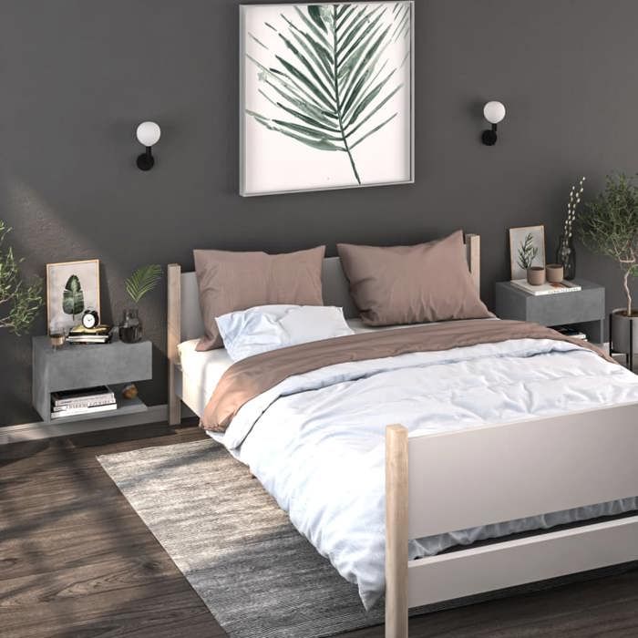 vidaXL Tables de chevet murales 2 pcs Gris béton 810962