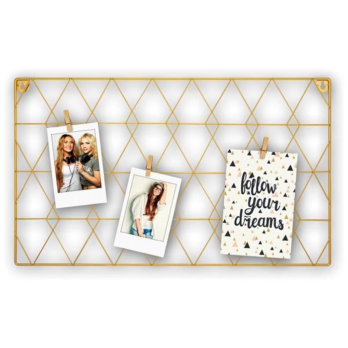 Pêle-Mêle Magnétique Doré 50x70cm - Tableau Blanc Pour Photos Et Notes, Décoration Murale