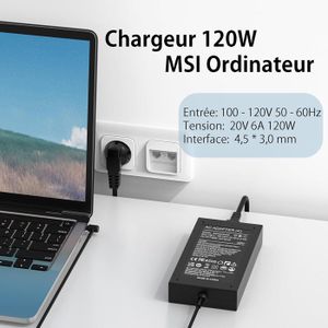 Chargeur Alimentation 120W Pour PC Portable MSI/Toshiba | 19V - Connecteur 5.5x2.5mm - Neuf