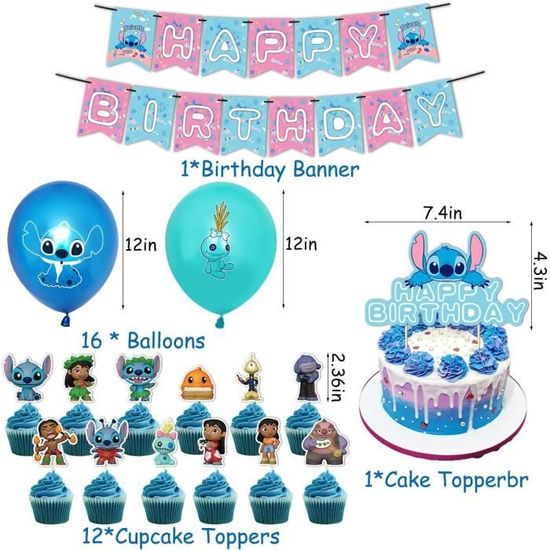 Lilo and Stitch Party Supplies 30 Pcs Lilo and Stitch Décorations de fête  Ballons pour gateau d'anniversaire Bannière pour En 885 - Cdiscount Maison