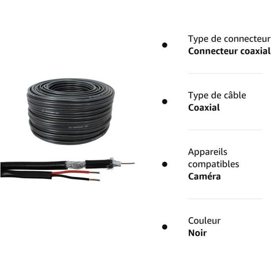 Câble Coaxial Vanco 50 Ft – RG59/U 75 Ohms – BNC – Neuf Sous Emballage