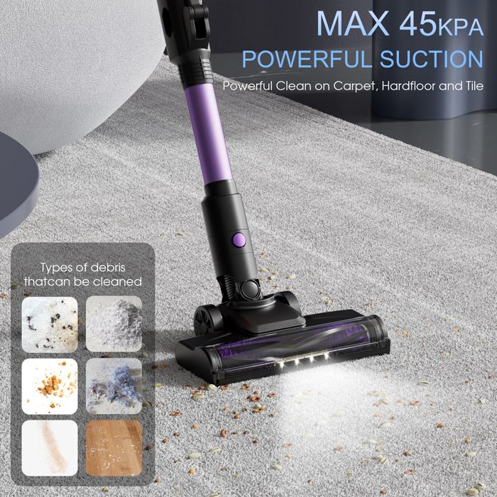 Aspirateur Balai sans Fil, Aspirateur sans Fil Hyper-Puissant 70Mins/45KPA/ 550W, Aspirateur Balai avec LED Écran, LED Verte, Anti-emmêlement, Détection de Saleté, pour Tapis, Poils animaux, Sols Dur Aspirateur Balai sans Fil, Aspirateur sans Fil Hyper-Puissant 70Mins/45KPA/ 550W, Aspirateur Balai avec LED Écran, LED Verte, Anti-emmêlement, Détection de Saleté, pour Tapis, Poils animaux, Sols Dur