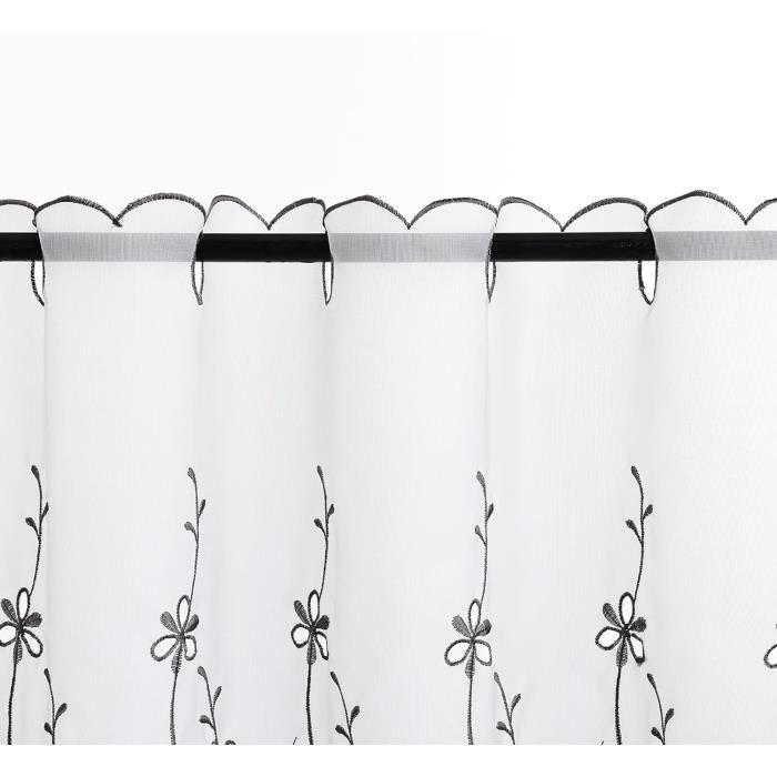 HongYa Rideau Brise-Bise Transparent Voile Brodé Chouette 90x40cm - Décoration Cuisine