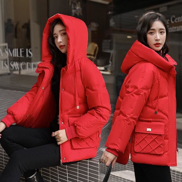DOUDOUNE Femme Mode Loisir Ample avec Poches Garder au chaud Coton Rouge GOGUQ Rouge Cdiscount Pret a Porter
