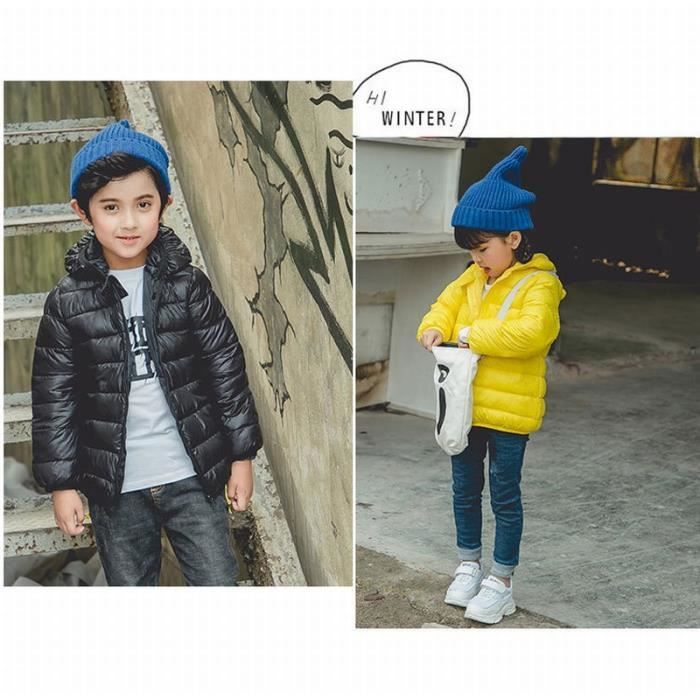 Doudoune enfant doudoune a capuche Veste thermique enfant legere 1 8 ans Noir Cdiscount Pret a Porter