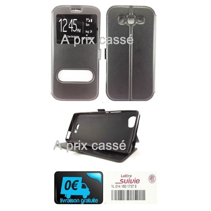 Etui pochette Samsung Galaxy J5 2016 noir Double Fenetre